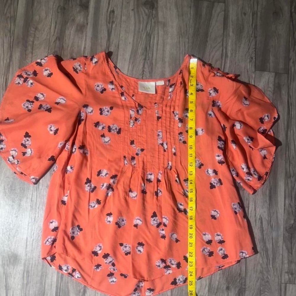 Maeve Maya Floral Flutter Sleeve. Anthropologie. size 4 - Picture 4 of 8